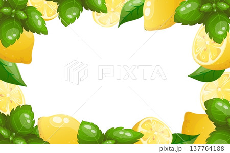 Vector frame with lemons and mint leaves 137764188