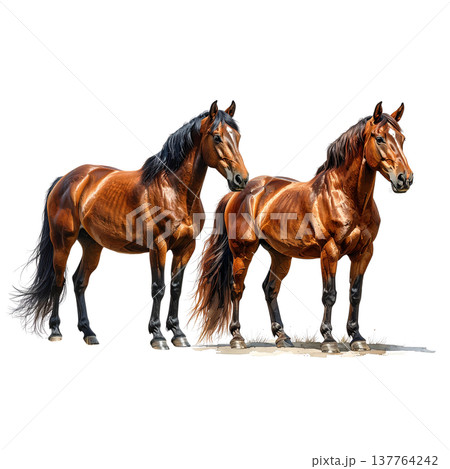 A beautiful horse against a white background. A beautiful horse against a white background. 137764242