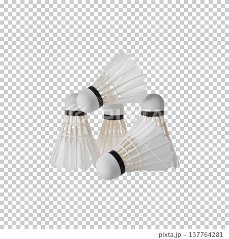 A badminton shuttlecock on a white background. 137764281