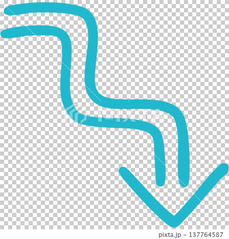 二重線の手書き矢印のイラスト16（ブルーグリーン） 137764587