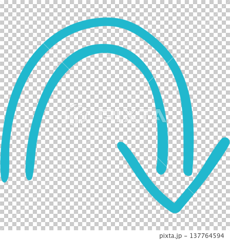 二重線の手書き矢印のイラスト17（ブルーグリーン） 137764594