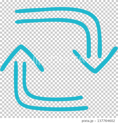 Illustration 18 of a hand-drawn double-lined arrow (blue-green) 137764602