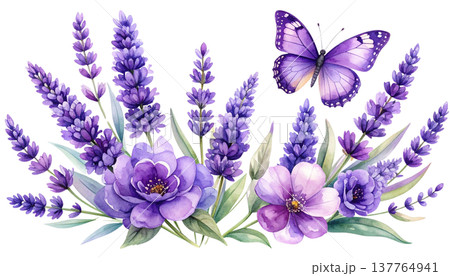 Illustration of butterflies and flowers on a white background. Illustration of butterflies and flowers on a white background. 137764941