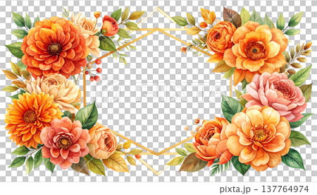 wildflower rose flower frame in a watercolor style 137764974