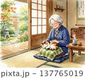 猫と寛ぐシニア女性 137765019