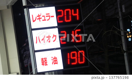 高騰するガソリン価格・化石燃料高騰のイメージ 高騰するガソリン価格・化石燃料高騰のイメージ 137765198