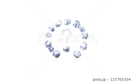 A crumpled, blank piece of paper is placed separately on a white background. 137765334