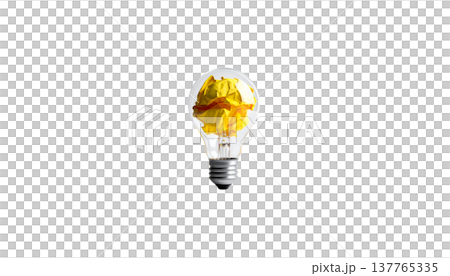 An illustration of a single, brightly glowing glass light bulb on a white background. An illustration of a single, brightly glowing glass light bulb on a white background. 137765335