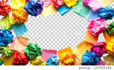 A crumpled, blank piece of paper is placed separately on a white background. A crumpled, blank piece of paper is placed separately on a white background. 137765338