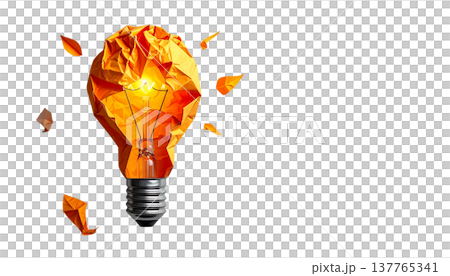 Origami paper light bulbs on a white background. Origami paper light bulbs on a white background. 137765341