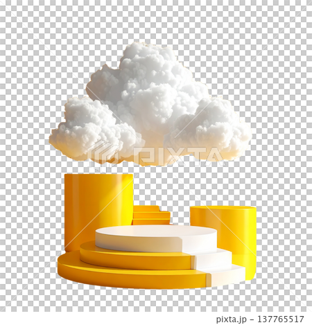 3d rendering of a white clouds forming a pedestal 3d rendering of a white clouds forming a pedestal 137765517
