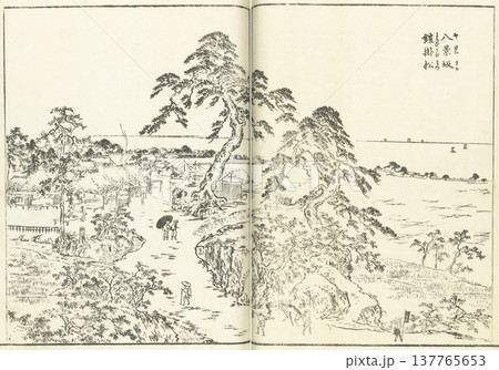 江戸名所図会：八景坂 鎧掛松  137765653
