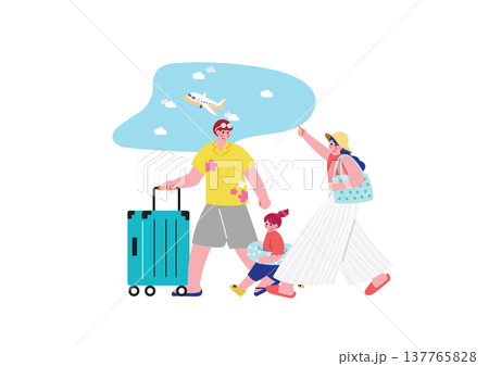 旅行に行く家族のイラスト 137765828