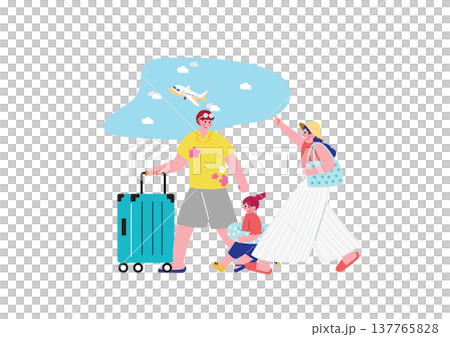旅行に行く家族のイラスト 137765828