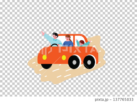 車に乗って出かける家族のイラスト 137765833