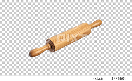 Brown rolling pin on a white background. 137766093