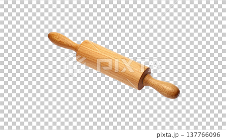 Brown rolling pin on a white background. 137766096