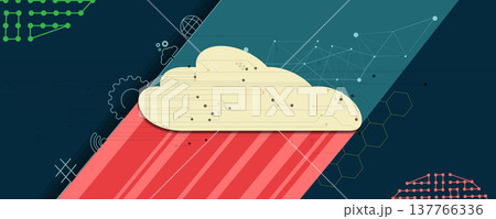 Cloud retro concept technology background and network data flow Cloud retro concept technology background and network data flow 137766336