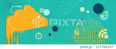 Cloud retro concept technology background and network data flow Cloud retro concept technology background and network data flow 137766347