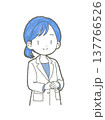 両手を前で組んでかしこまる白衣姿の医療関係者の女性の手書きイラスト素材 137766526