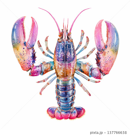 Watercolor pink lobster animal clip art illustration isolated on white background Watercolor pink lobster animal clip art illustration isolated on white background 137766638