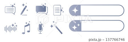 AI tool icon set with audio, music, microphone and control sliders. Artificial intelligence technology concept for generative content, automation, digital assistant, modern software interface design. AI tool icon set with audio, music, microphone and control sliders. Artificial intelligence technology concept for generative content, automation, digital assistant, modern software interface design. 137766746