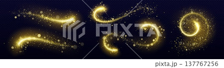 Magical golden glitter trail with sparkling dust 137767256