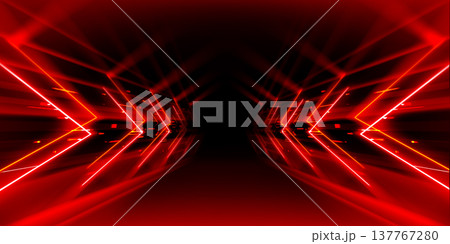 Neon red arrow dynamic tunnel with perspective Neon red arrow dynamic tunnel with perspective 137767280