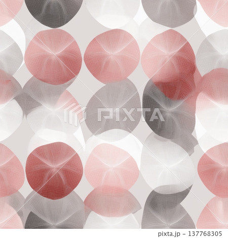 Seamless pattern with geometric shapes and linen texture. Abstract flowing pattern having soft pink and grey colors with a subtle fabric texture 137768305