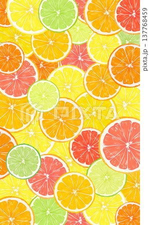 輪切りシトラスの敷き詰め背景_縦 輪切りシトラスの敷き詰め背景_縦 137768459