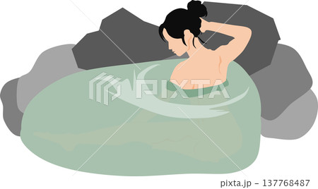 露天風呂に浸かる女性のイラスト 露天風呂に浸かる女性のイラスト 137768487