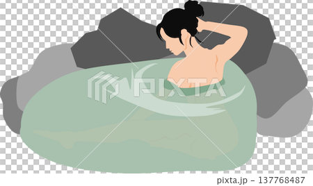 露天風呂に浸かる女性のイラスト 露天風呂に浸かる女性のイラスト 137768487
