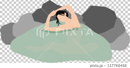 一位女子正在露天浴池中泡澡的插圖 一位女子正在露天浴池中泡澡的插圖 137768488