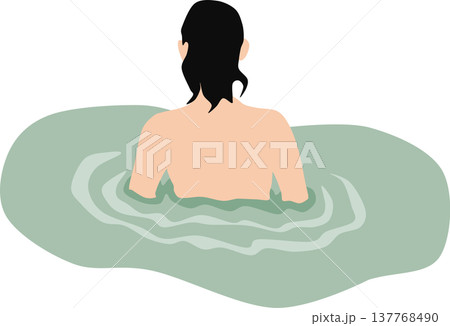 露天風呂に浸かる女性のイラスト 露天風呂に浸かる女性のイラスト 137768490