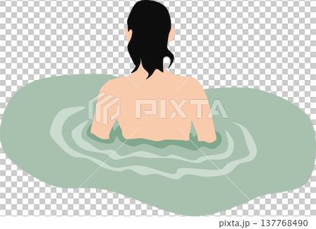 露天風呂に浸かる女性のイラスト 露天風呂に浸かる女性のイラスト 137768490