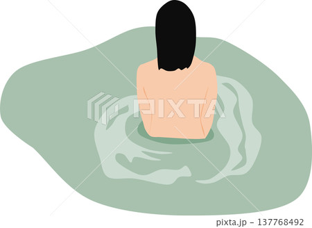 露天風呂に浸かる女性のイラスト 露天風呂に浸かる女性のイラスト 137768492