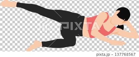 Illustration of a woman on a diet (stretching) 137768567
