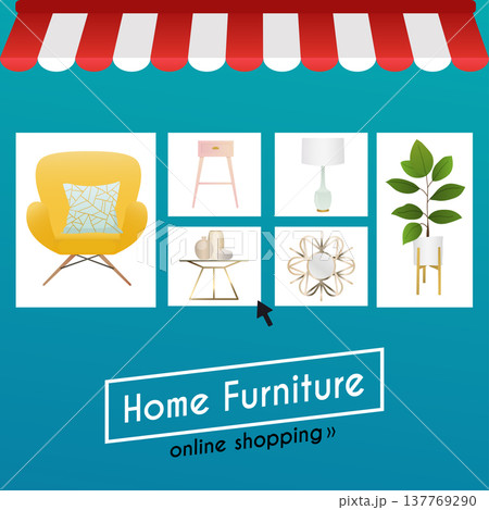 Flat design concept online shopping furniture and e-commerce. Icons for mobile marketing. Vector illustration. Flat design concept online shopping furniture and e-commerce. Icons for mobile marketing. Vector illustration. 137769290