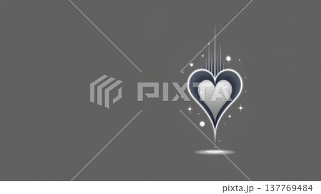 Refined silver heart symbol featuring gentle sparkles and sophisticated metallic accents for branding. Copy space. 137769484