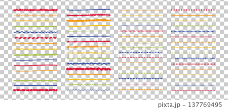 Illustration materials: Line art embellishments - simple and cute hand-drawn borders - colorful 137769495