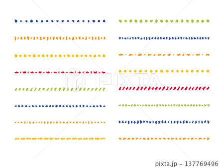 イラスト素材：ライン素材のあしらい　手書きのシンプルでかわいい罫線　カラフル 137769496