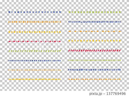 イラスト素材：ライン素材のあしらい　手書きのシンプルでかわいい罫線　カラフル 137769496