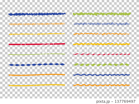插畫素材：線條藝術裝飾、簡約可愛的手繪邊框、色彩繽紛 137769497
