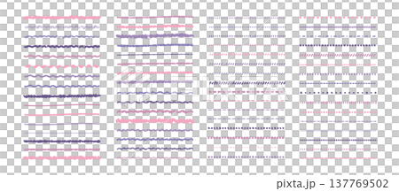 Illustration material: Line material embellishment - simple and cute hand-drawn lines in pink and purple. 137769502