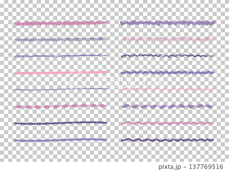 Illustration material: Line material embellishment - simple and cute hand-drawn lines in pink and purple. Illustration material: Line material embellishment - simple and cute hand-drawn lines in pink and purple. 137769516