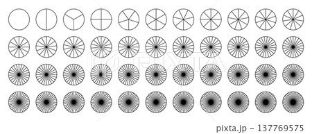 Sectors divide the circle on equal parts. Parts of diagram wheel from 1 to 44. Pie chart template. Coaching blank. Segmented charts. Outline black graphics. Pie charts, pizza charts set. Sectors divide the circle on equal parts. Parts of diagram wheel from 1 to 44. Pie chart template. Coaching blank. Segmented charts. Outline black graphics. Pie charts, pizza charts set. 137769575