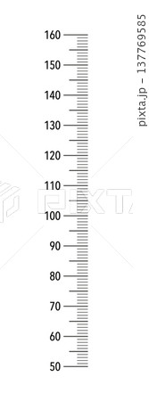 Kids height chart from 50 cm to 160 centimeters. Meter wall or growth ruler. Template for wall growth 160 cm sticker isolated on a white background.. 137769585