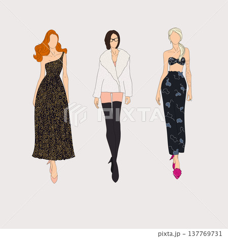 Hand drawn fashion models. Vector illustration concept. 137769731