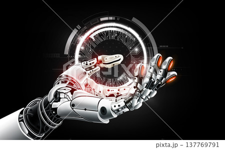 Artificial intelligence robot hand mock up on technology background, AI generated technology concept, vector illustration 137769791