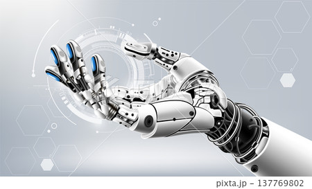 Artificial intelligence robot hand mock up on technology background, AI generated technology concept, vector illustration	 137769802